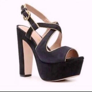 Fall winter disco Pour La Victoire Gitta Black Suede Platform Heels holiday boho